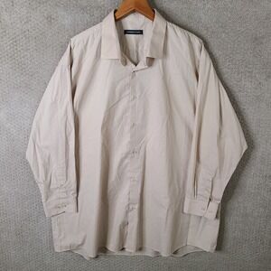 Adrienne Vittadini Shirt Mens 3XL Beige Long Sleeve Button Down Cotton Blend